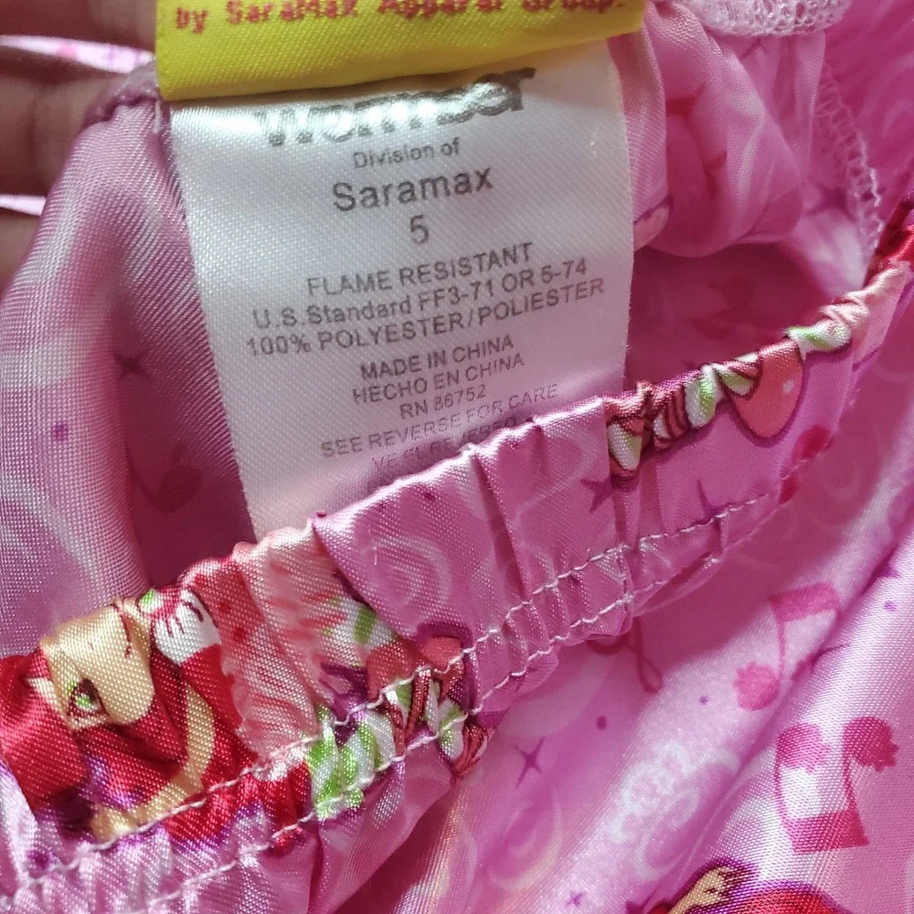 Y2k Strawberry Shortcake Girls Pink Pajama Pants Size 5 READ HOLE‎ FABRIC